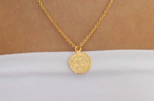 gold-leaf coin pendant necklace
