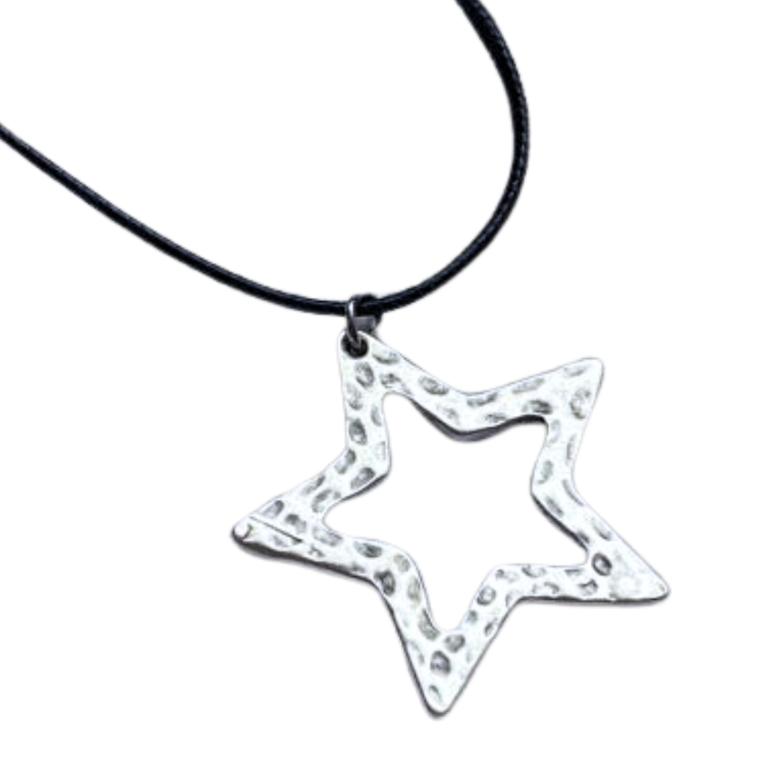 chunky silver star necklace