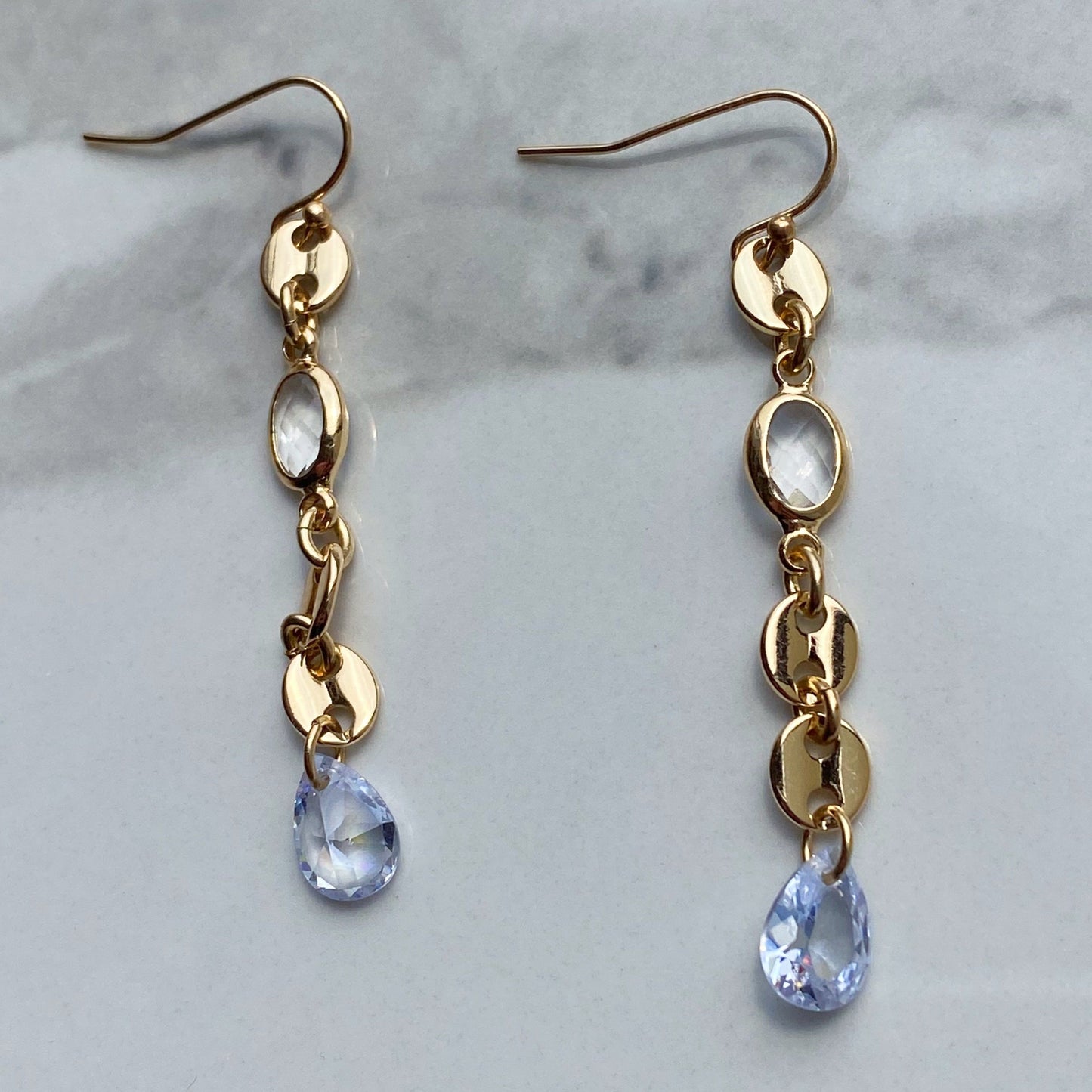 crystal dangle hoop earrings