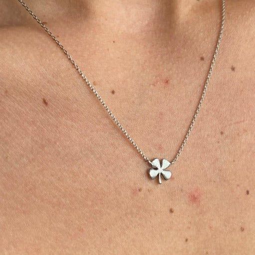 dainty silver four-leaf clover necklace