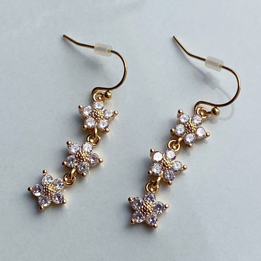 crystal floral drop earrings