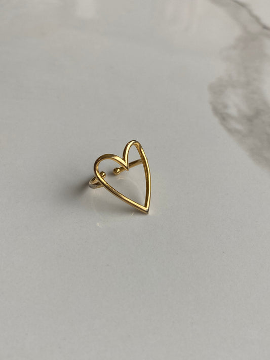 gold chunky heart ring
