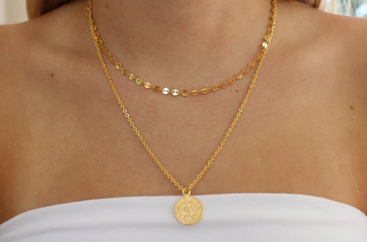 gold-leaf coin pendant necklace