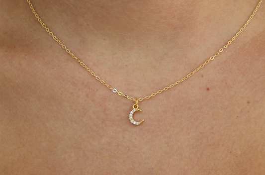 crescent moon crystal necklace