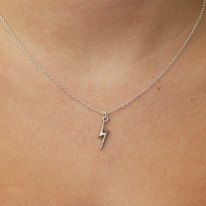 silver lightening bolt necklace