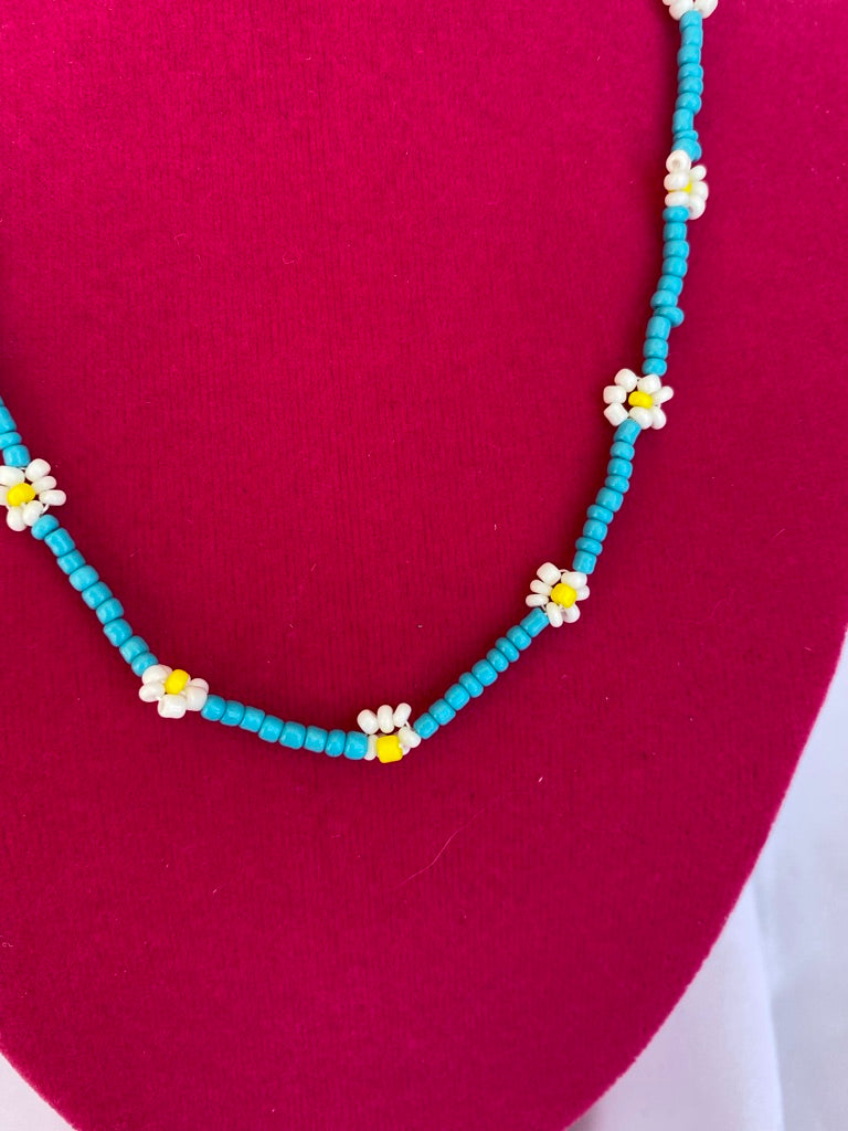 dainty beaded flower necklace