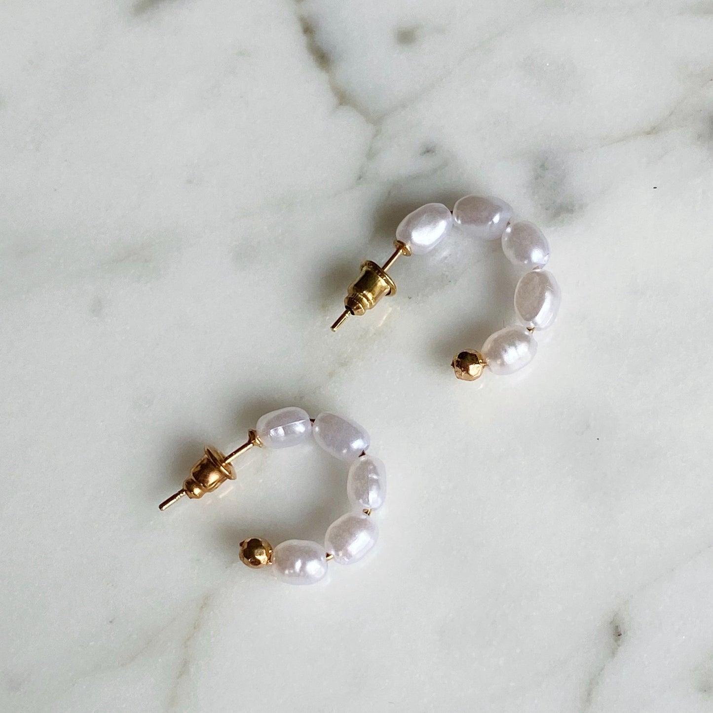 small pearl hoops