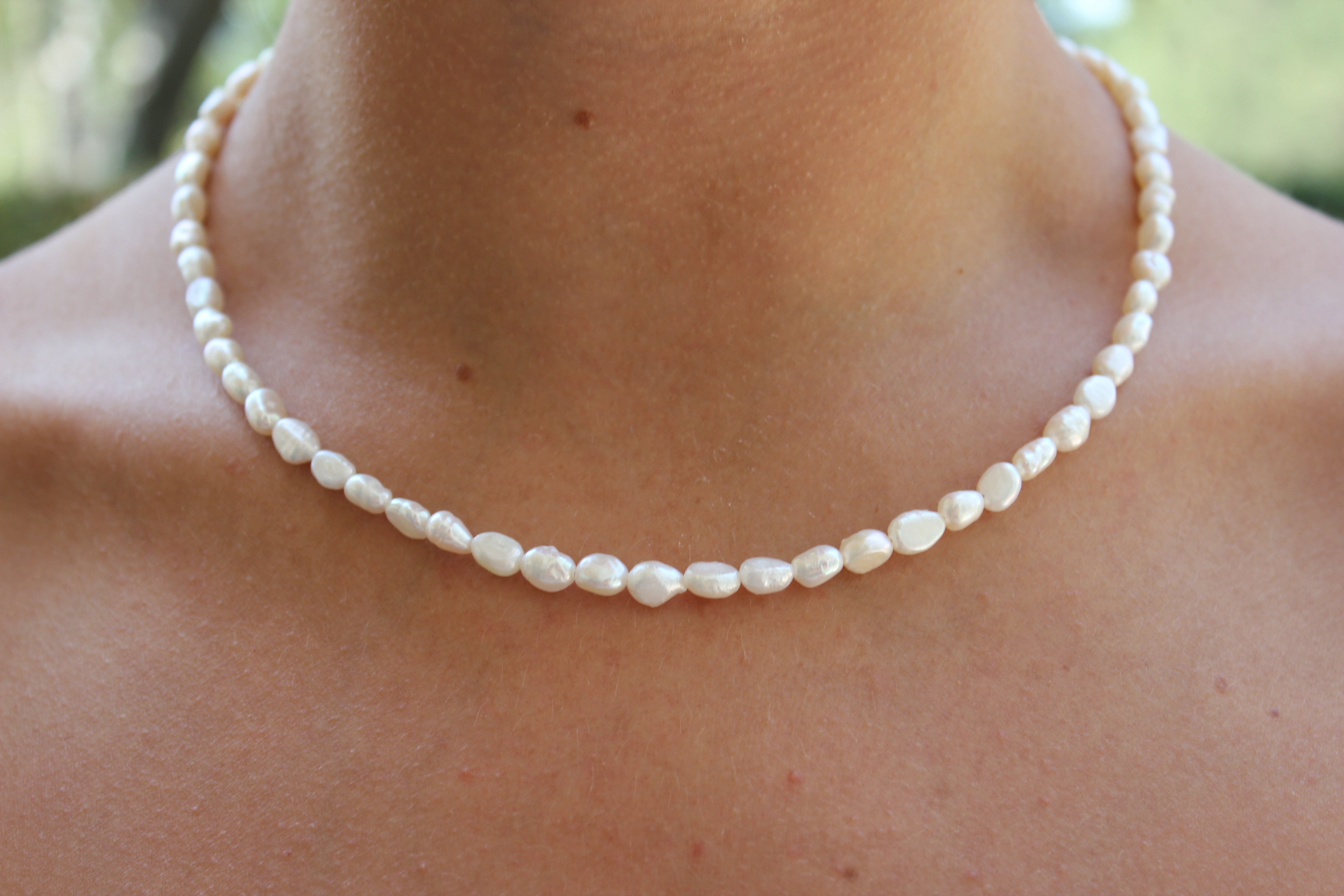 Pearl Necklace, 925 Sterling Silver Irregular Unique Freshwater Pearls –  KesleyBoutique