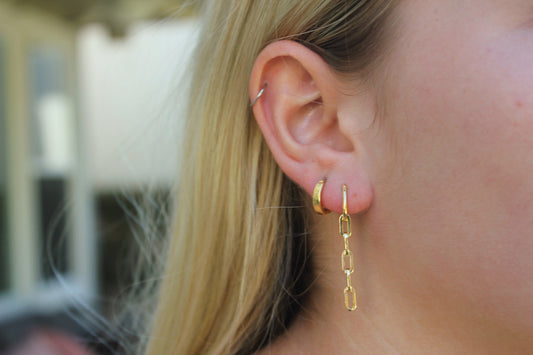 dangling paperclip chain hoops